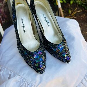 Marquise Multicolor Sequin Heels (Lower Heel) 7.5